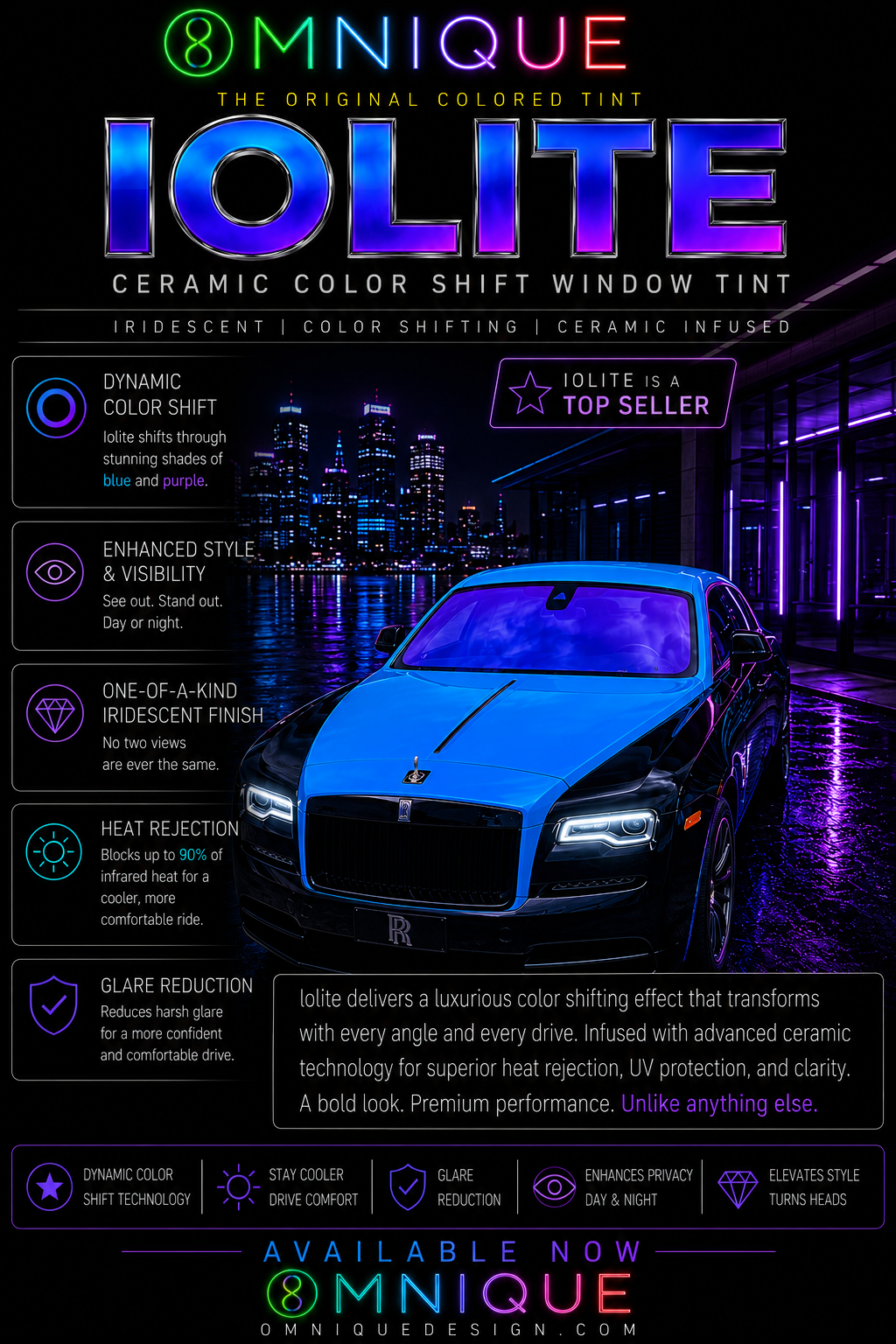 Iolite | Blue/Purple/Pink Color Shift Ceramic Window Tint Film For